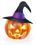 Halloween Pumpkin in Witch Hat