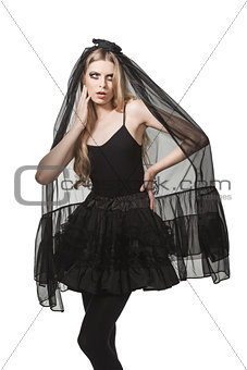 Halloween girl with funeral style 