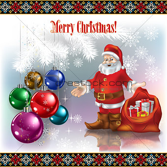 Abstract celebration greeting with Santa Claus