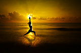 Outdoor woman yoga silhouette