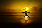 Outdoor beach yoga silhouette
