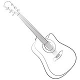 Acoustic guitar. Vector illustration colorless