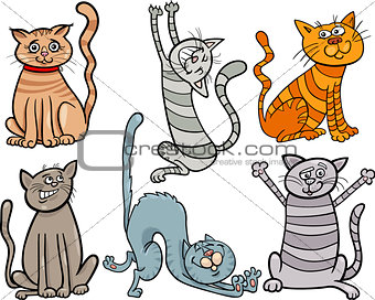 funny cats set cartoon illustration
