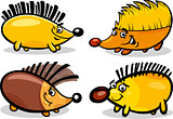 hedgehogs set cartoon illustration