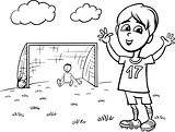 boy playing soccer coloring page
