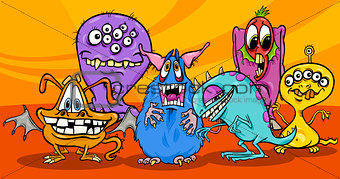 cartoon monsters illustration group