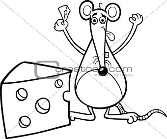 mouse with cheese coloring page