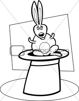 rabbit in hat cartoon for coloring book