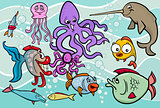 sea life animals group cartoon illustration