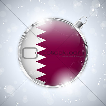Merry Christmas Silver Ball with Flag Qatar