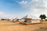 Tent camping site hotel in a desert 