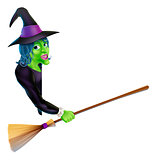 Halloween Witch Pointing with Broom
