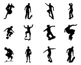 Skateboarder silhouette outlines