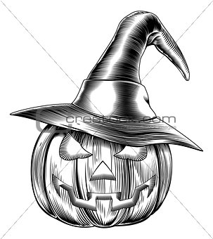 Vintage halloween witch pumpkin