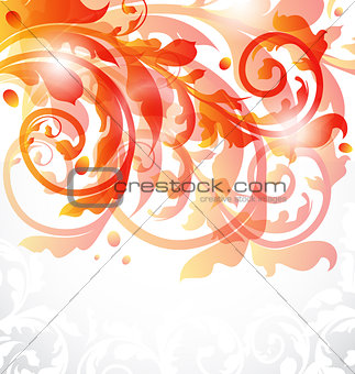 Floral ornamental card, autumn background