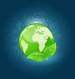 Global planet and eco green leaves