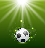 Football background with ball and light effect 