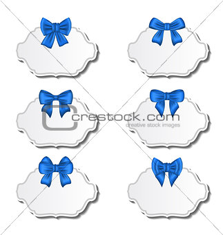 Collection beautiful labels with blue gift bows