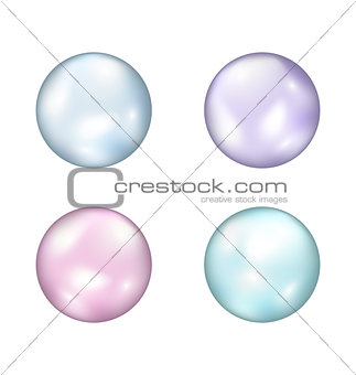 Set of colorful pearls isolated on white background