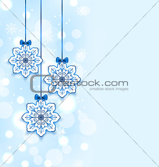 Christmas three snowflakes with bows