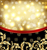 Christmas ornamental golden background or holiday packing