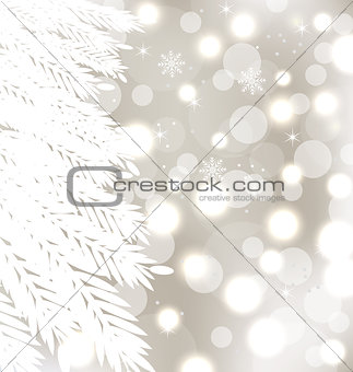 Abstract winter glowing background with fur-tree