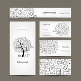 Business cards collection with frames tree design