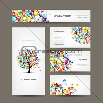 Business cards collection with web tree design
