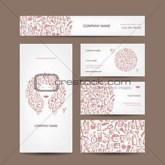 Business cards design, cosmetics and accessories