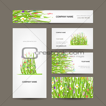 Business cards collection, green meadow design