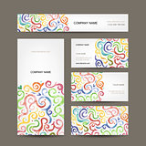 Business cards collection with watercolor waves design