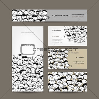 Business cards collection, people crowd design