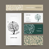 Business cards collection with school sketch for your design