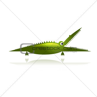 Funny green crocodile for your design