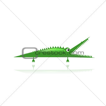 Funny green crocodile for your design