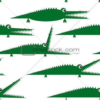 Funny green crocodile, seamless pattern for your design