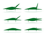 Set of funny green crocodiles for your design