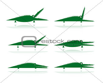 Set of funny green crocodiles for your design