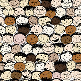 Crowd of funny peoples, seamless background for your design