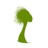 Organic hair care concept, grass on female head