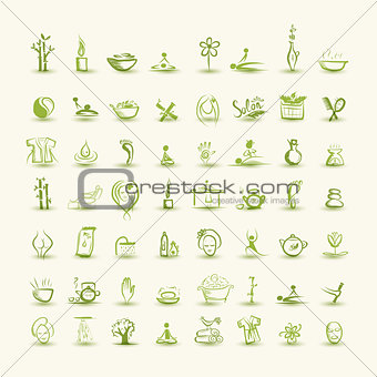 Massage and spa, set of icons for your design