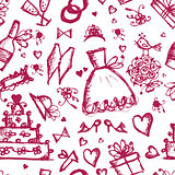 Seamless pattern with wedding design elements