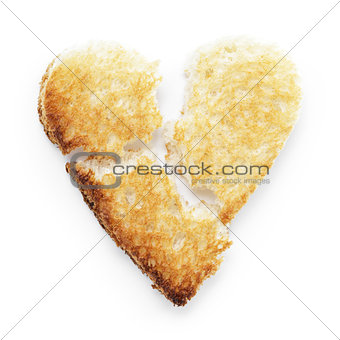 toasted slice of white bread heart shape