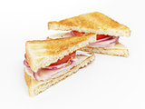toasted sandwich with ham, cheese and vegetables