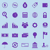 Finance violet icons on blue background