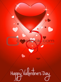 Valentine's Day card with flying hearts