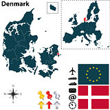 Map of Denmark with European Union