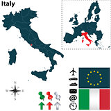 Map of Italy with European Union