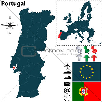Map of Portugal with European Union