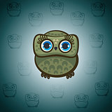 Cartoon green owl.